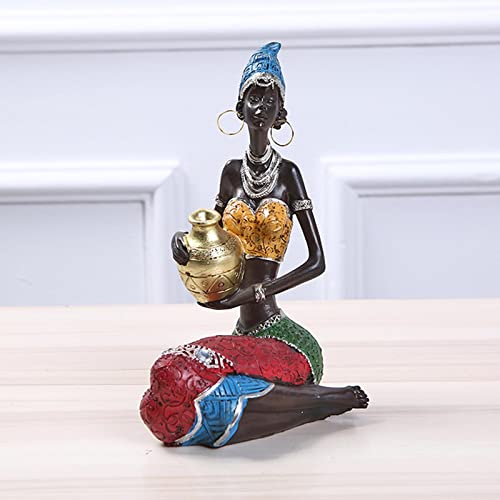 Homyl Decoração criativa de artesanato, estátua de escultura feminina preta resistente a arranhões,