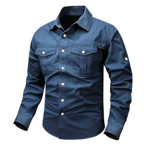 Camisa de algodón para hombre de manga larga ideal para viajes casuales al aire libre WOLONG