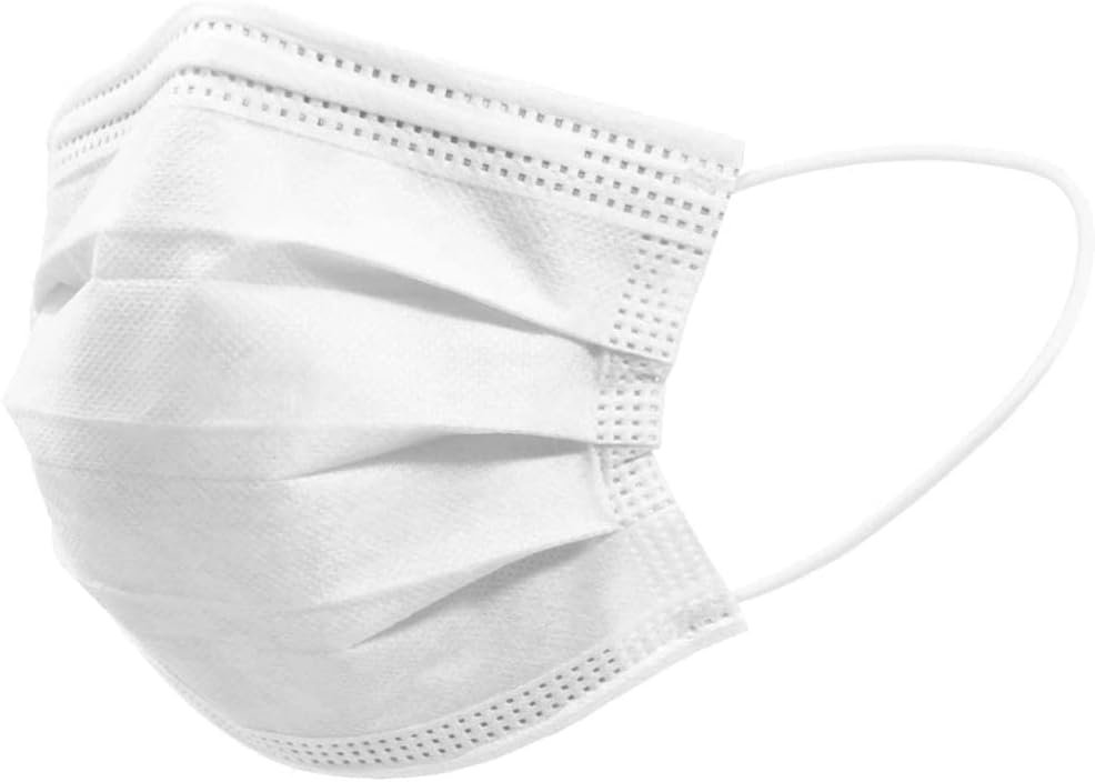 3 PLY - White - Disposable FACE MASKS - TYPE IIR - TYPE 2R - Pack of 50 - SEALED BAG -- BMC TECH