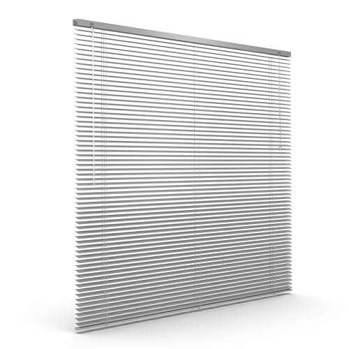 Victoria M. Aluminium Jalousie, 90 x 130 cm, Silber, Jalousie ohne Bohren, inkl. Klemmclips