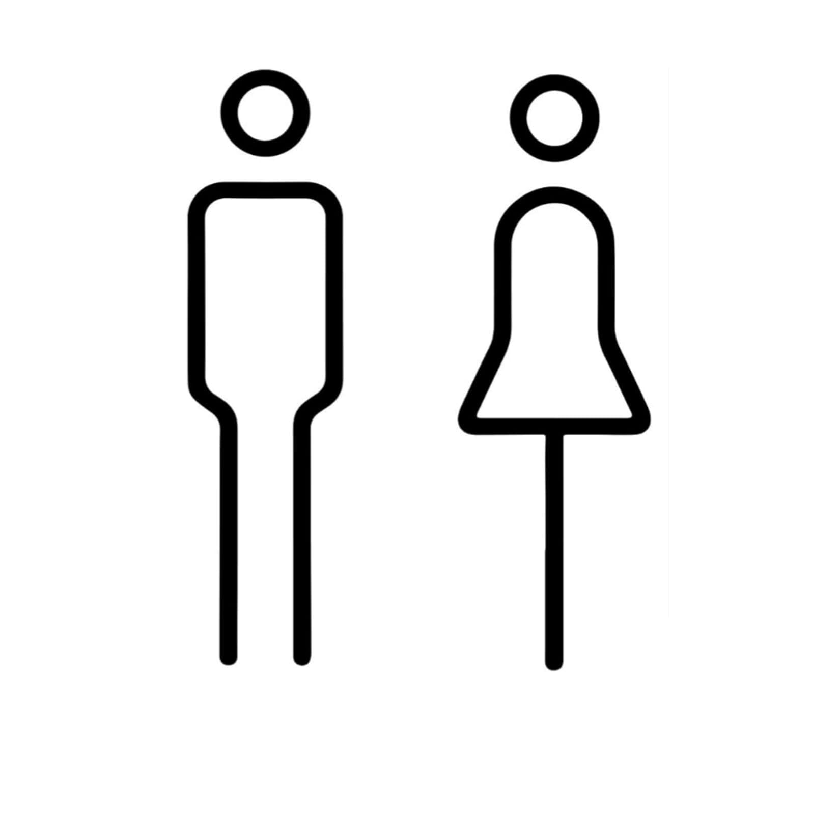 Placa Adhesiva Acrílica para Señalización de Baño de Mujer y Hombre, para Puerta de WC, Color Negro, Diseño Moderno y Minimalista,Ideal para Hoteles, Centros Comerciales, Más Oficinas y Zonas Públicas