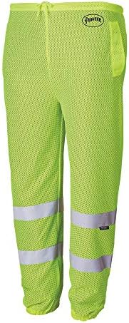 Pioneer Reflective Safety Pants – High Visibility Lightweight Mesh Work Pants for Construction, Traffic – Hi Vis Yellow/Green