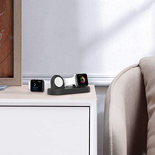 Delidigi Dual iwatch Charger Stand Holder Compatible with Apple Watch Ultra 2, Ultra, SE, Series 10 9 8 7 6 5 4 3 2 1 (49/46/45/44/42/41/40/38mm) Silicone Double Watch Charging Stand - Image 6