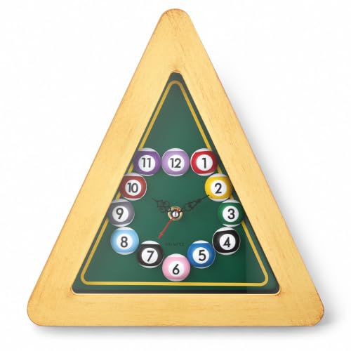 Kenning Billiard Pool Ball Wall Clock, 12 Cool Triangle Pool Table Clock