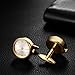 OIDEA Watch Cufflinks for Men: Fashion Round Analog Quartz Real Working Watch Cufflinks Pair Business Dress Roman Numerals Watch Cuff Links Gift for Him, Gold Case White Dial