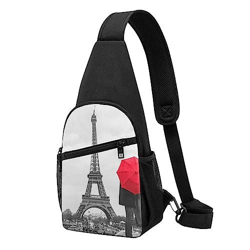 Sac à dos vintage imprimé Tour Eiffel monobretelle noir sport taille unique
