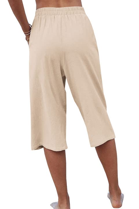 Image of Veatzaer Women's Elastic Waist 3 /4 Capri Harem Pants with Pockets Casual Loose Solid Yoga Trousers S-XXL