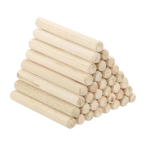 PATIKIL 120 Stück 5 x 50mm Holzdübel Set, Riffelholzdübel Holzstifte Dübel Set Gerillte Holzübelstifte Dübel Holz mit Rillen für Zimmerei Möbel Tür Kunsthandwerk Projekte