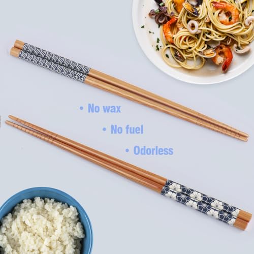 GLAMFIELDS Bamboo Chopsticks Reusable Japanese Style Lightweight 5 Pairs Ramen Chop Sticks Case Gift Set