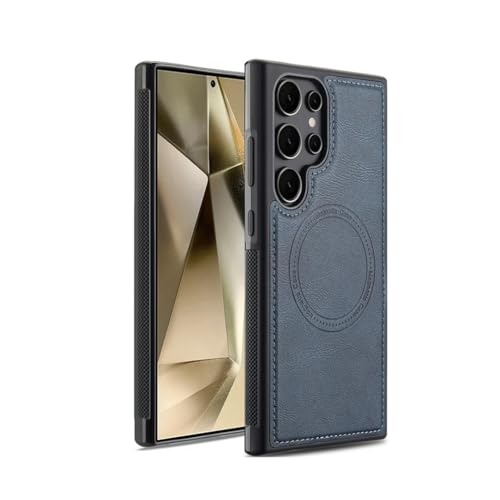 Étui magnétique pour Galaxy S21+ 5G bleu protégeant l'écran sans gêner la charge sans fil
