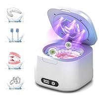 Ultraschallreinigungsgerät 49000Hz UV Ultraschallreiniger, 3-Level 360ML Ultrasonic Cleaner mit UV Lampe Ultraschallbad für Zahnersatz, Retainer, Aligner, Zahnschiene, Prothesen, Schmuck