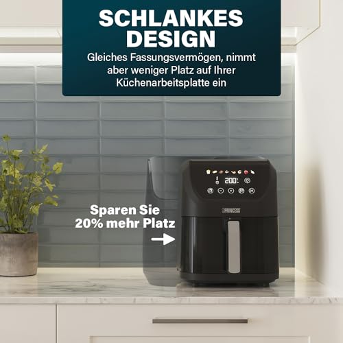 Princess Slim Airfryer 5,5L - 1500 W - leiser Betrieb (55 db) - Platzsparendes Design - Ölfrei - 8 Kochprogramme - Einstellbarer Thermostat - Antihaftbeschichtung - 182240 – Bild 4