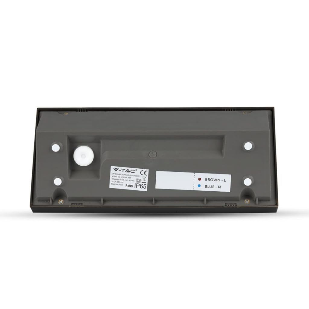 V-TAC VT-8054 Lampada LED da parete rettangolare 12W angolare colore nero da esterno IP65 applique da muro luce bianco caldo 3000k sku 6807