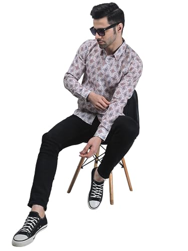 Image of TryBuy Exclusive Men's Printed Full Sleeve Casual Linen Shirt