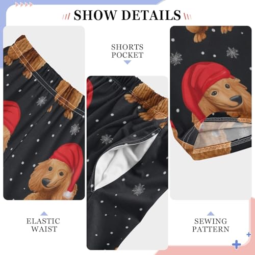 ZZXXB Poodles with Xmas Hats Boys Long Pants Soft Trousers Elastic Waist Kids Lounge Bottoms with Pockets S-XL4