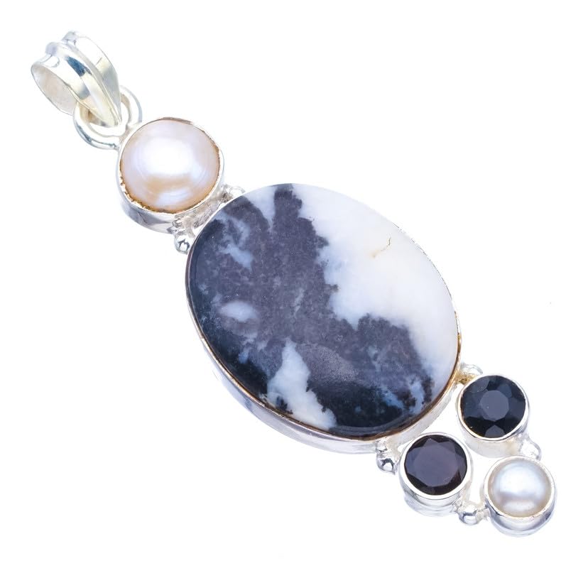 Pendentif jaspe pinolithe fait main en argent 925, un cadeau unique