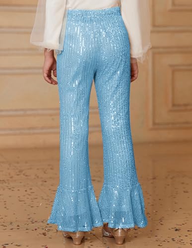 Image of GRACE KARIN Girls Sequin Pants Sparke Trouser Glitter Dance Bell Bottoms 5-14