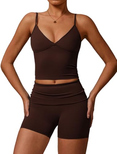 Two Piece Workout Sets For Women Tank Top Matching High Waist Tummy Control Shorts Gym Yoga Active Wear Outfits