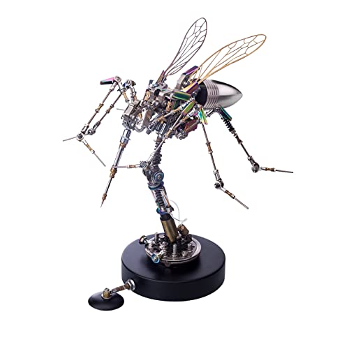 Zestaw samodzielnego złożenia modelu mechanicznego komara metalowymi puzzlami 3D i podstawą, ponad 750 elementów, składana układanka owadów dorosłych, ozdoba biurko