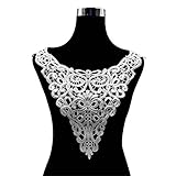 GIVBRO Spitzenkragen, Blumenapplikationen, Blumenstickerei, Nähaufnäher, falscher Kragen für Hemd, Kleid, Pullover, DIY, Kostüm, Zubehör, Weiß, 40*40cm