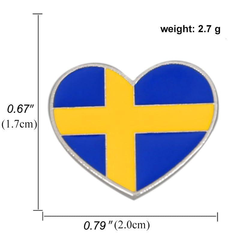 Image of Heart-shaped Sweden National Flag Enamel Pin and the Swede Badge Brooch For Backpack and Coat