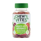 Chewy Vites Adult Multivitamin Advance, 60 Multivitamin Gummies, 12 Essential Nutrients, 2 Months Supply, Real Fruit Juice, Vegan, Berries Flavour