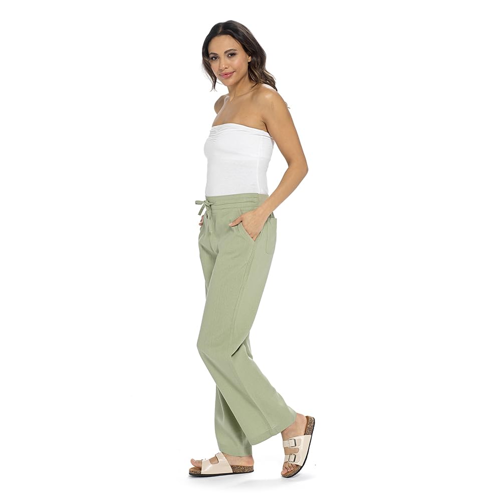 Undercover Women's Light Khaki Linen Ribbed Back Waist Trousers Ln580a 18