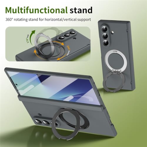 Image of TechTrendz for Samsung Galaxy Z Fold 8 Ultra Case with Metal Kickstand Z Fold 8 Ultra Magnetic Case Built-in Screen Protector and Hinge Protection Slim Phone Case Cover - Grey