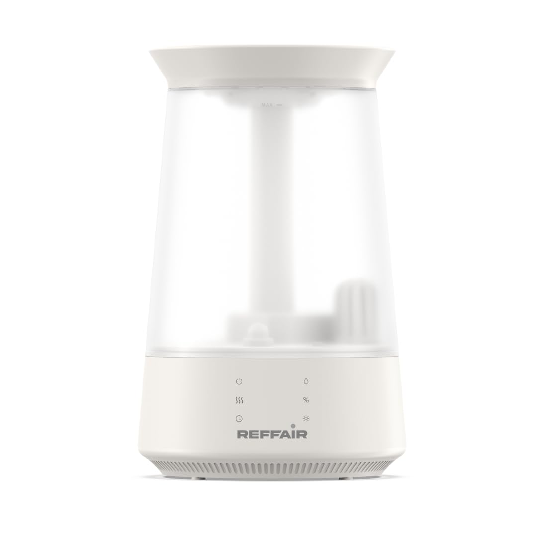 Reffair Caligo 900 Ultrasonic Humidifier 6L – Cool & Warm Mist | With Air Purification by Plasma Ions | Large Room Humidifier, Remote Control, Hygrostat, Aroma Diffuser - White