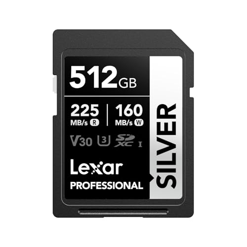 Lexar Silver SDXC�J�[�h 512GB �ǂݏo���ő�225MB/s �������ݍő�160MB/s UHS-I U3 V30 �ʐ^�ƁE�f������ҁE���D�ƌ���
