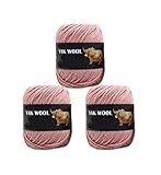 3 Balls Thick Yak Wool Yarn, Soft Cashmere Thread Knitting Worsted Blended Crochet Yarn for DIY Sweater Scarf Gloves 300g (Pink)