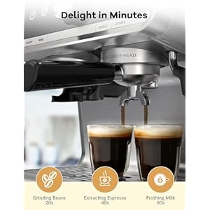 Espresso Machines with Grinder,20 Bar Professional Espresso Maker with Milk Frother Steamer Wand & Removable Water Tank,2.8 L Water Tank,for Latte and Cappuccino, PID Temperature Control,Gray 1 Espresso Machines with Grinder20 Bar Professional Espresso Maker with Milk Frother Steamer Wand Removable Water Tank28 L Water Tankfor Latte and Cappuccino PID Temperature ControlGray 1