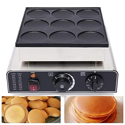 220V 900W 9PCS rundes Waffeleisen, elektrisches Waffeleisen Frühstücksbäcker-Maschine Antihaft zum Kochen in der Küche oder Gewerbe-Edelstahl Temperatur- und Zeitsteuerung – Bild 3