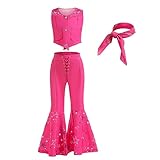 BILOPER 3Pcs Pink Costume Girls Toddler Movie Doll Costume Set Halloween Cosplay 4-13Years (120, Pink)
