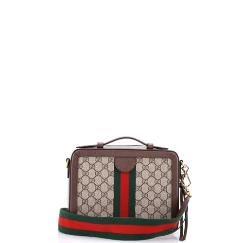 Pre-Loved Ophidia Zip Around Camera Bag GG Coated Canvas Small, Brown3