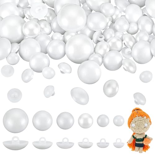 PH PandaHall 200pcs 6 Sizes White Safety Eyes Buttons Stuffed