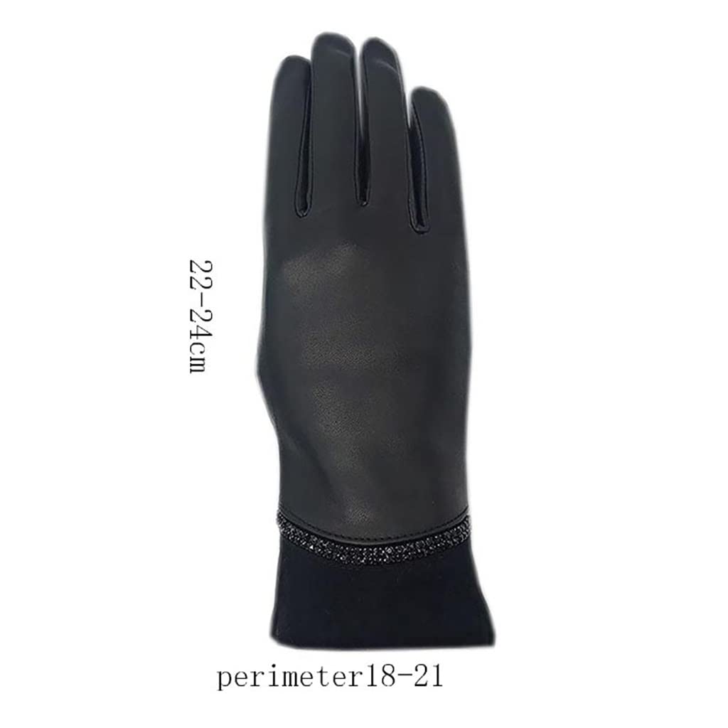 Genérico Guantes De Piel Auténtica para Mujer, Forro Cálido Y Suave, Elete Accesorio De Invierno, Transpirables Y Duraderos, Color Negro, Ideales para Regalar (D 8.5)