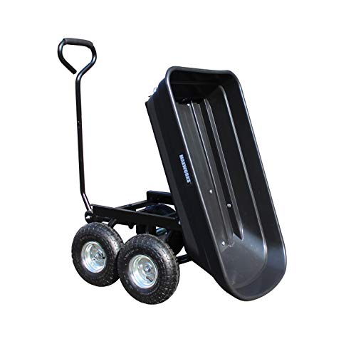 MaxWorks 50500 Heavy Duty Garden Dump Cart with Steel Frame and Pneumatic Wheels, Black