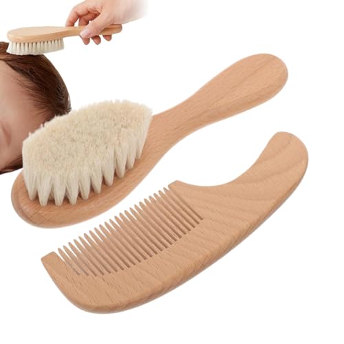 Cepillo para el cabello para niños de madera natural con peine de 14.2 cm