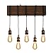Produktbild Relaxdays Pendelleuchte Holz, 5-flammig, E27, rustikal, Esszimmer u. Wohnzimmer, Holzleuchte HBT 157 x 56 x 13 cm, braun