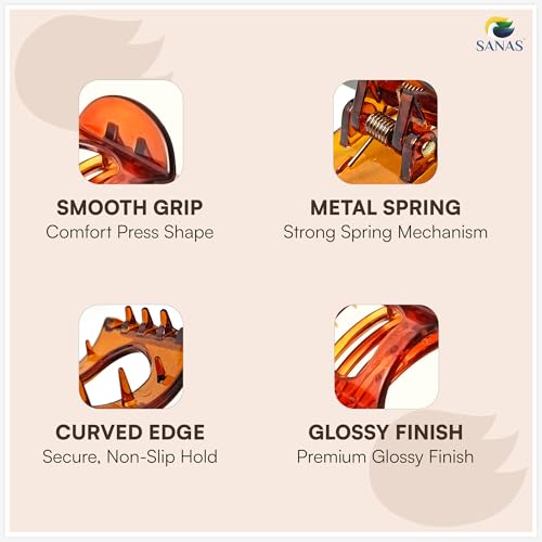 Image of Sanas (4Pcs) Hair Clips For Women Stylish Clutchers For Hair Accessories For Woman Hair Claw Clips For Woman Aesthetic Accessories For Girls Compact Bun Holder Cute Clutcher For Women (4Pcs)(Assorted)