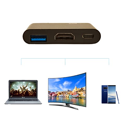 Image of 3-in-1 USB Type-C to HDMI Adapter with USB 3.0 & PD Charging Port | Type C to HDTV 4K Converter | Compatible with MacBook, Chromebook Pixel & Other Type-C Devices