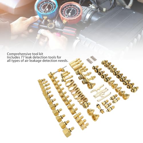 Kit de Prueba de Fugas de Aire Acondicionado de 77 Piezas, Kit de Prueba de Fugas de Aire Acondicionado Automotriz, Herramienta de Reparación Automática para Coche Camión Auto AC