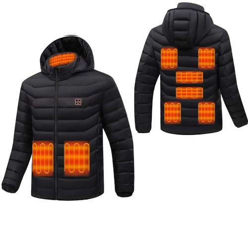 Monave Chaqueta Calefactable Hombre Mujer Chaqueta de Plumas Calefactable 9 Elementos Calefactores de Grafeno, 3 Niveles de Temperatura Chaleco Calefactable para pesca, actividades al aire
