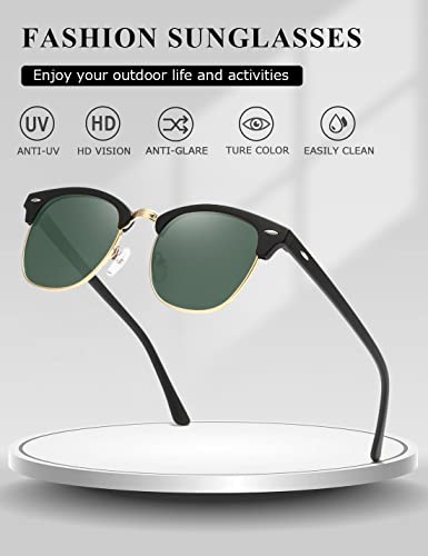 Image of AEVOGUE Polarized Semi Rimless Sunglasses for Men Women, Retro UV400 Sun Glasses for Driving Outdoor