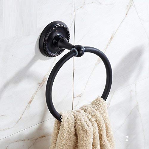 Anneau de serviette rond noir antique GZZ en acier inoxydable pour salle de bain