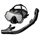 PIGMANA Premium Schnorchelset, Kinder Schnorchelset, Gehärtete Anti Beschlag Gläser Taucherbrille, Semi-Dry Schnorchelmaske Schnorchelausrüstung Anti-Fog Kinder Schnorchel-Set, Mund Tauchen Cozy