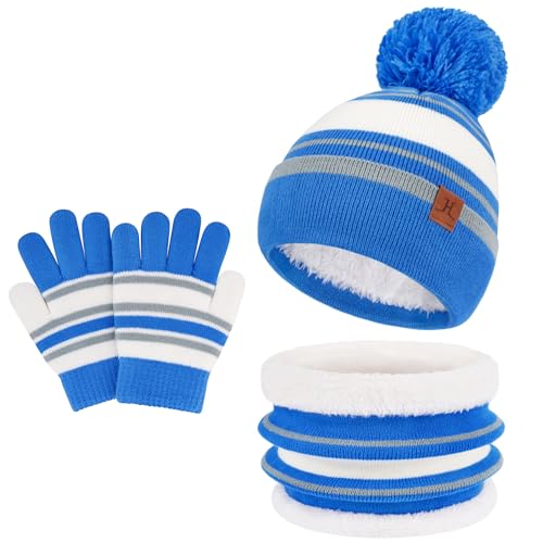 Bonnet tricoter chaud et accessoires d'hiver pour enfant aux finitions soignees avec pompon