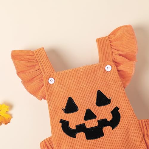 Newborn Baby Girl Clothes Ruffle Backless Pumpkin Romper Bodysuit Infant Fall Outfit with Headband4
