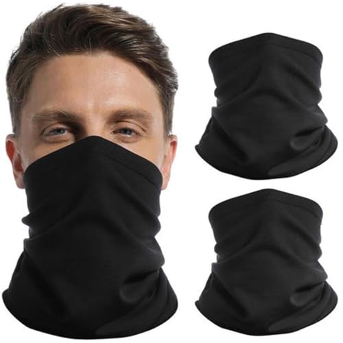 StylSense 2 Stück Schlauchschal Herren Damen Winddicht Fleece Multifunktionstuch Halswärmer Ski Winter Loop Schal für Outdoor Laufen Radfahren Skifahren（Schwarz+Schwarz